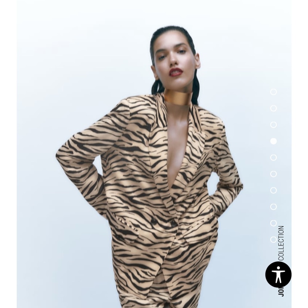 NWT Zara Animal Print Satin Effect Blazer - Picture 7 of 14